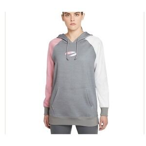 Nike Therma Fit Training Hoodie Pullover Women Pink Gray Sz S Sweatshirt Pockets